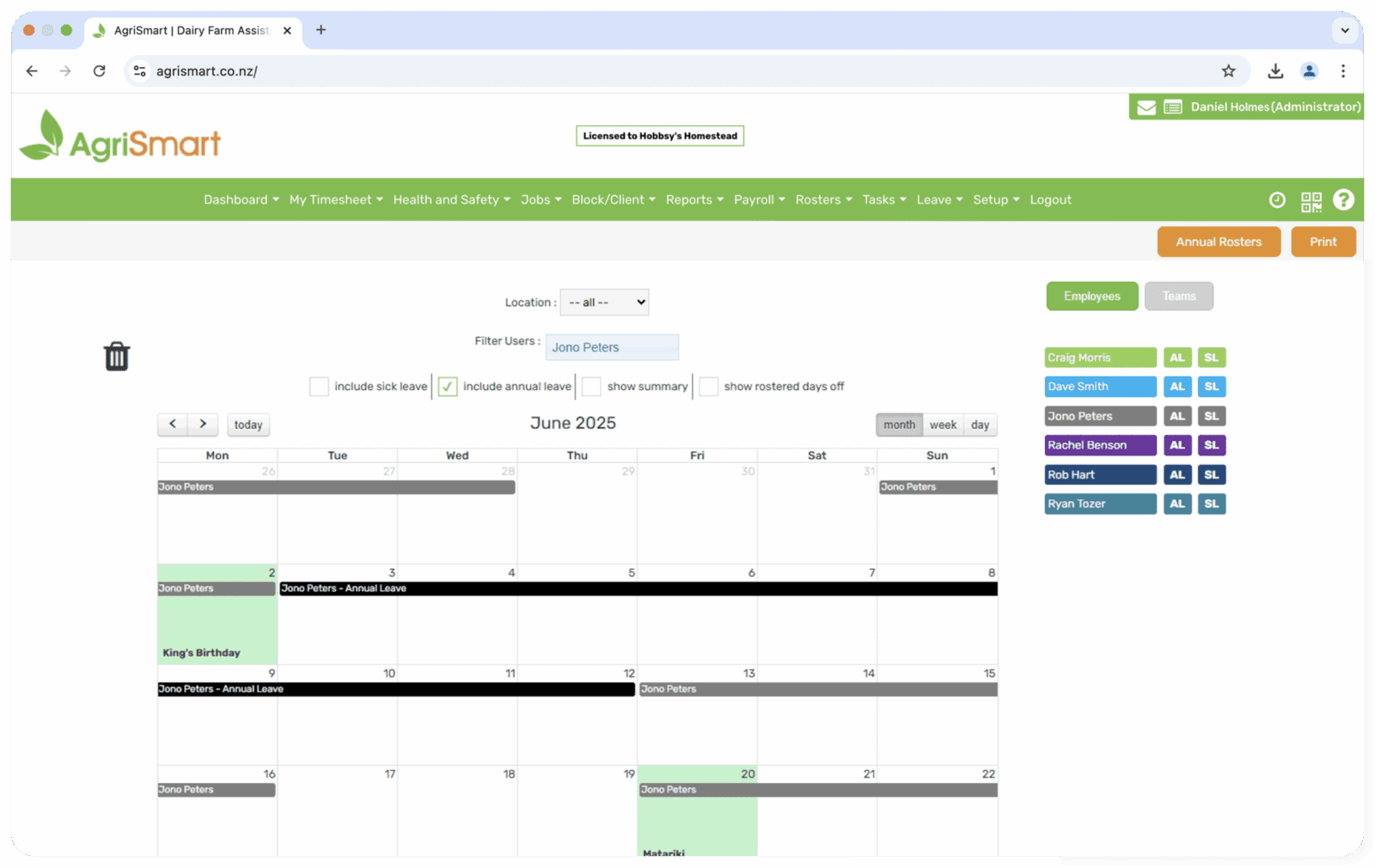 Work Roster - Annual Leave